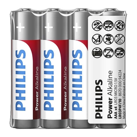 Philips LR03P4F/10 - 4 τμχ Αλκαλική μπαταρία AAA POWER ALKALINE 1,5V