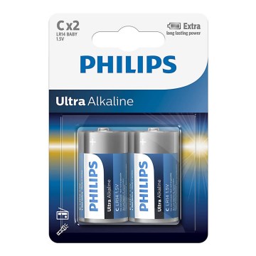 Philips LR14E2B/10 - 2 τμχ Αλκαλική μπαταρία C ULTRA ALKALINE 1,5V 7500mAh