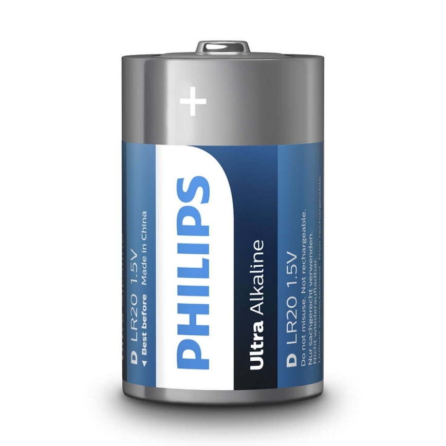 Philips LR20E2B/10 - 2 τμχ Αλκαλική μπαταρία D ULTRA ALKALINE 1,5V 15000mAh