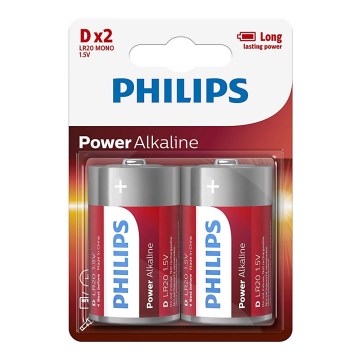 Philips LR20P2B/10 - 2 τμχ Αλκαλική μπαταρία D POWER ALKALINE 1,5V 14500mAh