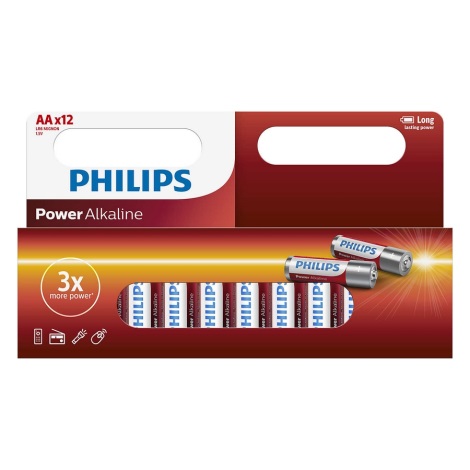 Philips LR6P12W/10 - 12 τμχ Αλκαλική μπαταρία AA POWER ALKALINE 1,5V 2600mAh