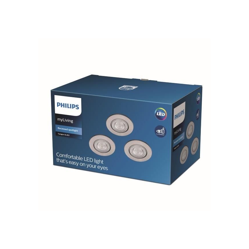 Philips - ΣET 3x Χωνευτά φωτιστικά LED LED/4.5W/230V 2,700K