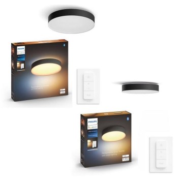 Philips - ΣΕΤ 1x LED ρυθμιζόμενο φωτιστικό οροφής Hue ENRAVE Ø 42,5 cm LED/33,5W/230V + 1x LED ρυθμιζόμενο φωτιστικό οροφής Hue Ø 26,1 cm LED/9,6W/230V + 2x τηλεχειριστήρια