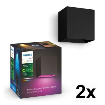 Philips - Σετ 2 τεμαχίων LED RGBW ρυθμιζόμενο εξωτερικό επιτοίχιο φωτιστικό Hue RESONATE LED/8W/230V 2000-6500K IP44