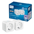Philips - Σετ 2 έξυπνων πριζών SCHUKO 2300W + Μετρητής ενέργειας Wi‑Fi