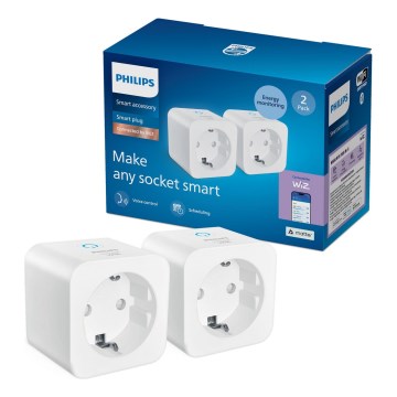 Philips - Σετ 2 έξυπνων πριζών SCHUKO 2300W + Μετρητής ενέργειας Wi‑Fi