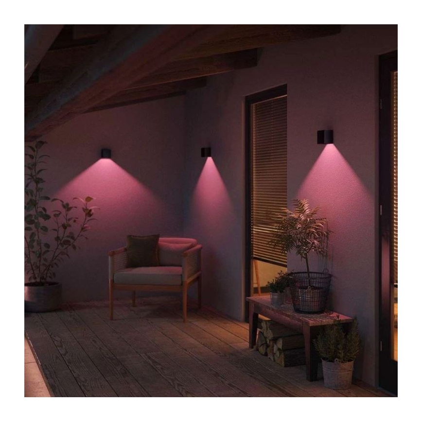 Philips - Σετ 2 τεμαχίων LED RGBW ρυθμιζόμενο εξωτερικό επιτοίχιο φωτιστικό Hue RESONATE LED/8W/230V 2000-6500K IP44