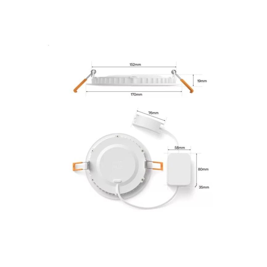 Philips - ΣΕΤ 2x ρυθμιζόμενα χωνευτά LED RGBW φωτιστικά οροφής για μπάνιο Hue SLIM LED/12W/230V 2000-6500K λευκό IP44