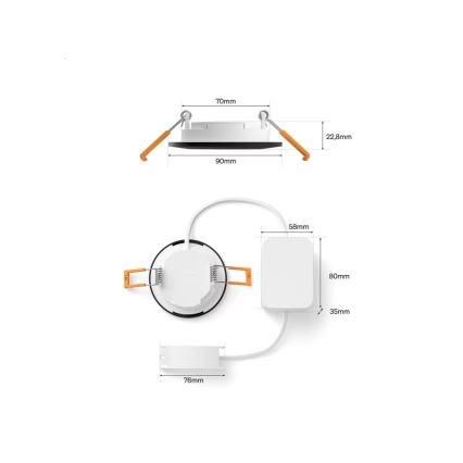 Philips - Σετ 3x Ρυθμιζόμενο εντοιχισμένο φωτιστικό μπάνιου LED RGBW Hue SLIM LED/8,3W/230V 1000-20000K μαύρο P44