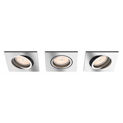 Philips - Σετ 3x LED RGBW ρυθμιζόμενα εντοιχισμένα φωτιστικά οροφής DONEGAL 1xGU10/4,8W/230V + τηλεχειριστήριο
