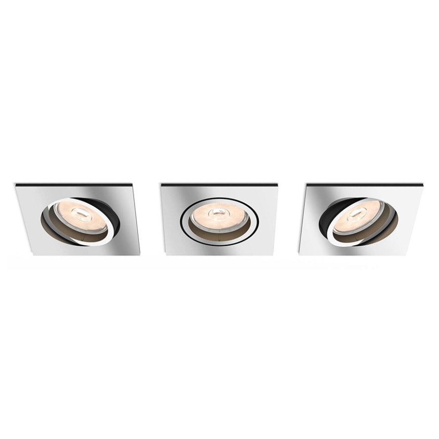 Philips - Σετ 3x LED RGBW ρυθμιζόμενα εντοιχισμένα φωτιστικά οροφής DONEGAL 1xGU10/4,8W/230V + τηλεχειριστήριο