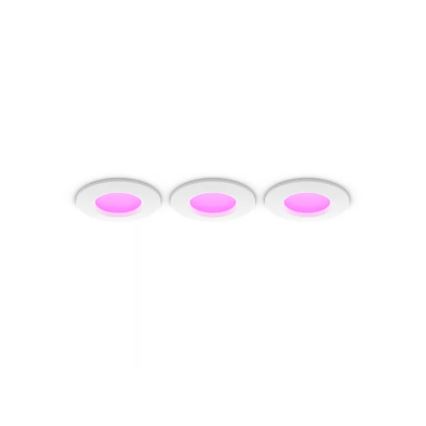 Philips - Σετ 3x LED RGBW ρυθμιζόμενο εντοιχιζόμενο φωτιστικό οροφής για μπάνιο Hue SLIM LED/8,3W/230V 1000-20000K λευκό P44