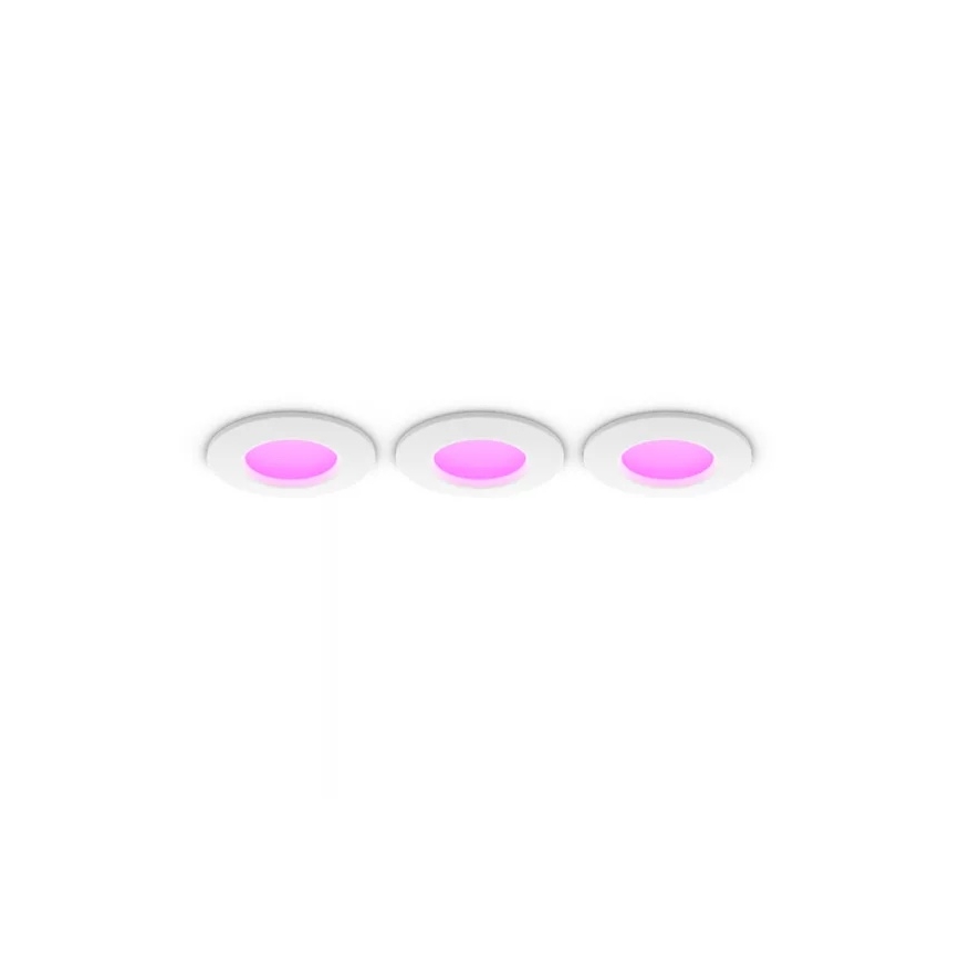Philips - Σετ 3x LED RGBW ρυθμιζόμενο εντοιχιζόμενο φωτιστικό οροφής για μπάνιο Hue SLIM LED/8,3W/230V 1000-20000K λευκό P44