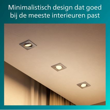 Philips - Σετ 3 τεμ. χωνευτά φωτιστικά οροφής PERIDOT 1xGU10/7W/230V ασημί