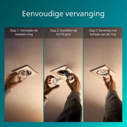 Philips - Σετ 3 τεμ. χωνευτά φωτιστικά οροφής PERIDOT 1xGU10/7W/230V ασημί