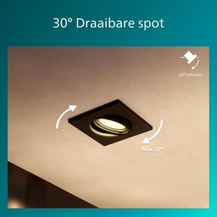 Philips - Σετ 3 τεμαχίων χωνευτών φωτιστικών οροφής PERIDOT 1xGU10/7W/230V μαύρο