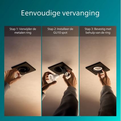 Philips - Σετ 3 τεμαχίων χωνευτών φωτιστικών οροφής PERIDOT 1xGU10/7W/230V μαύρο