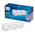 Philips - Σετ 3 έξυπνων πριζών SCHUKO 2300W Wi-Fi