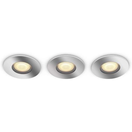 Philips - ΣΕΤ 3x LED Ρυθμιζόμενο φωτιστικό μπάνιου Hue ADORE 1xGU10/5W/230V IP44 + τηλεχειριστήριο