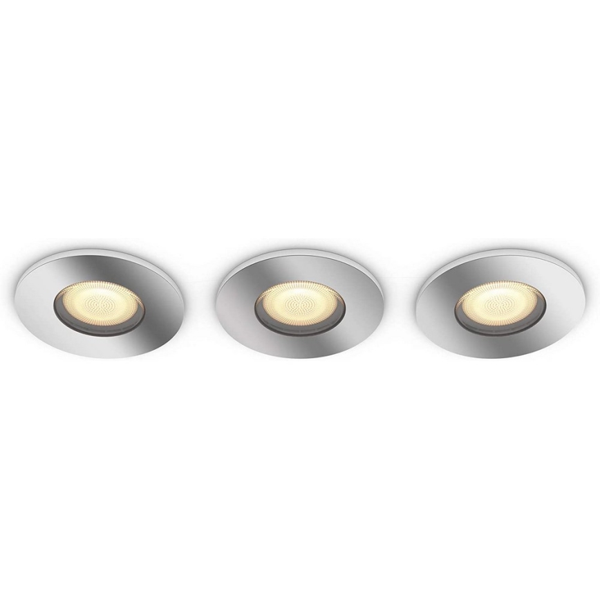 Philips - ΣΕΤ 3x LED Ρυθμιζόμενο φωτιστικό μπάνιου Hue ADORE 1xGU10/5W/230V IP44 + τηλεχειριστήριο