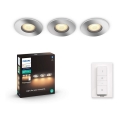 Philips - ΣΕΤ 3x LED Ρυθμιζόμενο φωτιστικό μπάνιου Hue ADORE 1xGU10/5W/230V IP44 + τηλεχειριστήριο