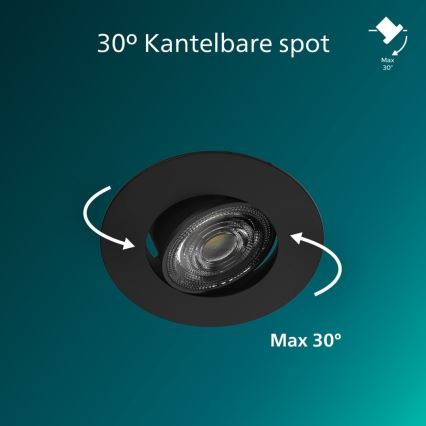 Philips - Σετ 3x ρυθμιζόμενα χωνευτά φωτιστικά CILANTRO LED/5W/230V 4000K μαύρα