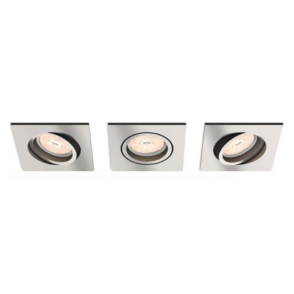 Philips - ΣΕΤ 3x LED RGBW Ρυθμιζόμενο χωνευτό φωτιστικό DONEGAL 3xGU10/4,8W/230V + τηλεχειριστήριο