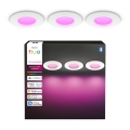 Philips - Σετ 3x LED RGBW ρυθμιζόμενο εντοιχιζόμενο φωτιστικό οροφής για μπάνιο Hue SLIM LED/8,3W/230V 1000-20000K λευκό P44