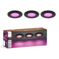 Philips - Σετ 3x Ρυθμιζόμενο εντοιχισμένο φωτιστικό μπάνιου LED RGBW Hue SLIM LED/8,3W/230V 1000-20000K μαύρο P44