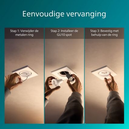 Philips - Σετ 3x εντοιχισμένα φωτιστικά οροφής PERIDOT 1xGU10/7W/230V λευκό