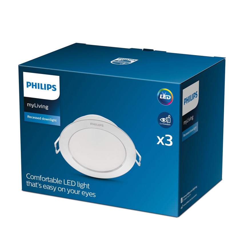 Philips - ΣΕΤ 3x Χωνευτό Φωτιστικό LED 1xLED/3,5W/230V 2700K