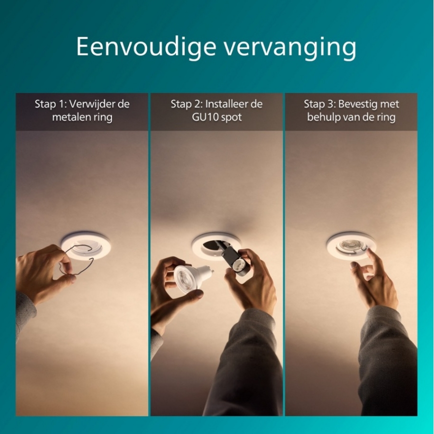 Philips - Σετ 3x χωνευτό φωτιστικό PERIDOT 1xGU10/7W/230V λευκό