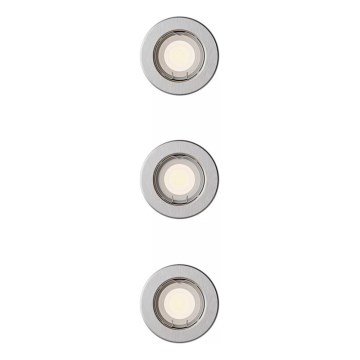 Philips - Σετ 3x χωνευτό φωτιστικό οροφής PERIDOT 1xGU10/7W/230V ασημί