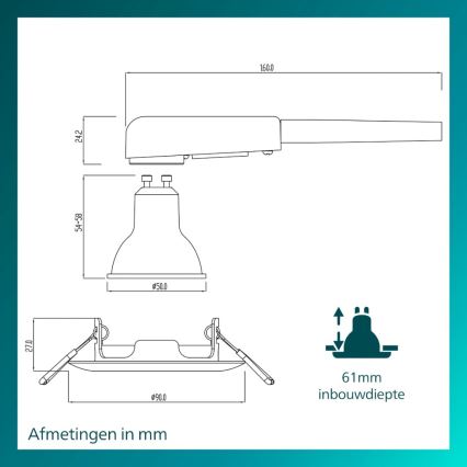 Philips - Σετ 3x χωνευτό φωτιστικό οροφής PERIDOT 1xGU10/7W/230V λευκό