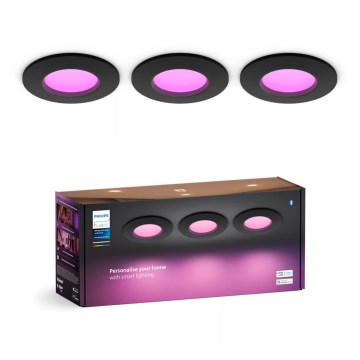 Philips - ΣΕΤ 3x LED RGBW Χωνευτό φωτιστικό οροφής μπάνιου dimmimg Hue SLIM LED/8,3W/230V IP44 2000-6500K