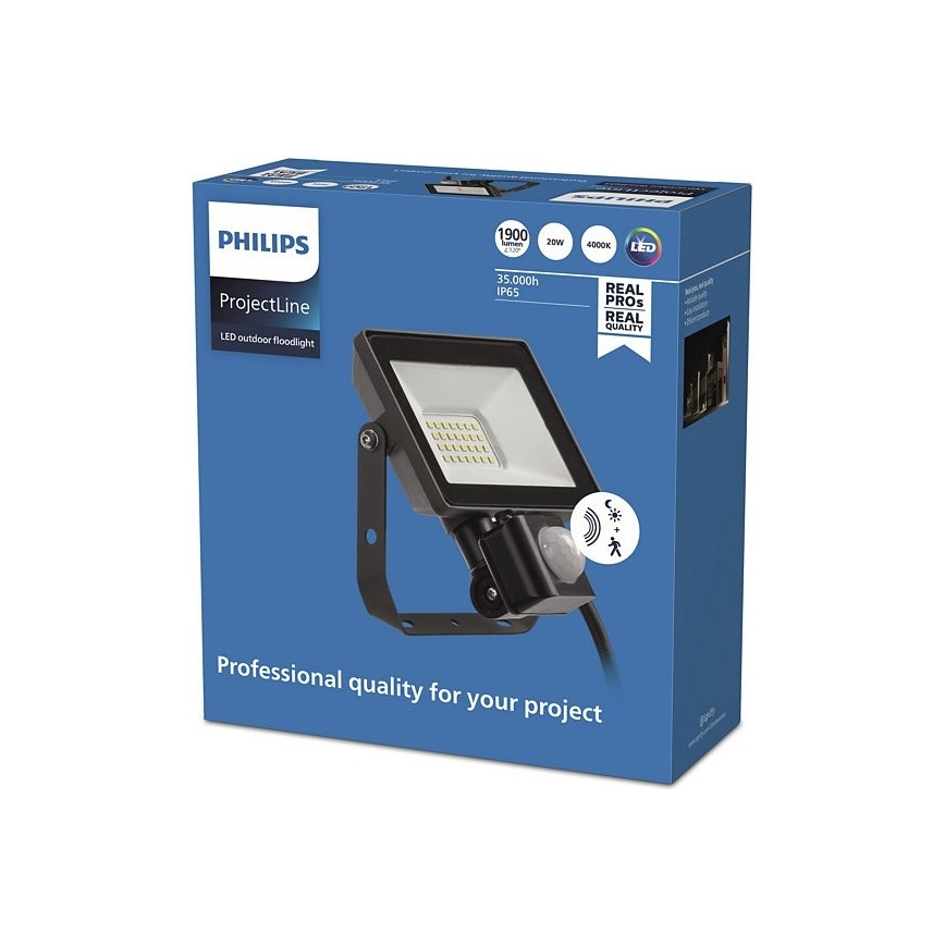 Philips - Προβολέας LED εξωτερικού χώρου με αισθητήρα PROJECTLINE LED/20W/230V IP65 4000K