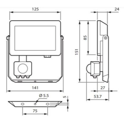 Philips - Προβολέας LED με αισθητήρα κίνησης DECOFLOOD LED/20W/230V IP65