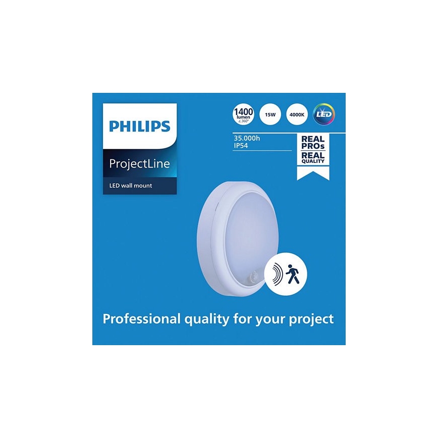 Philips - LED Επιτοίχιο φωτιστικό με αισθητήρα PROJECTLINE LED/15W/230V IP54