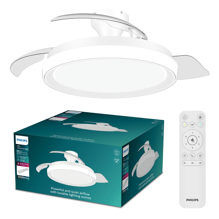 Philips - LED Ρυθμιζόμενο φωτιστικό οροφής με ανεμιστήρα BLISS LED/35W/230V λευκό + τηλεχειριστήριο