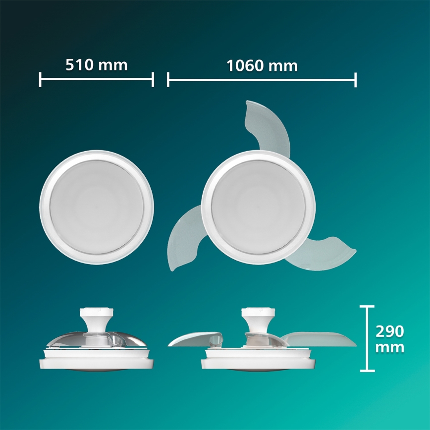 Philips - LED Ρυθμιζόμενο φωτιστικό οροφής με ανεμιστήρα BLISS LED/35W/230V λευκό + τηλεχειριστήριο