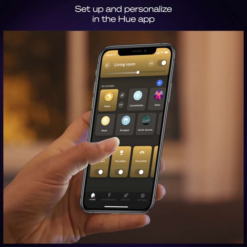 Philips - LED Ρυθμιζόμενο φωτιστικό οροφής Hue AURELLE LED/19W/230V 2200-6500K 30x30 cm μαύρο