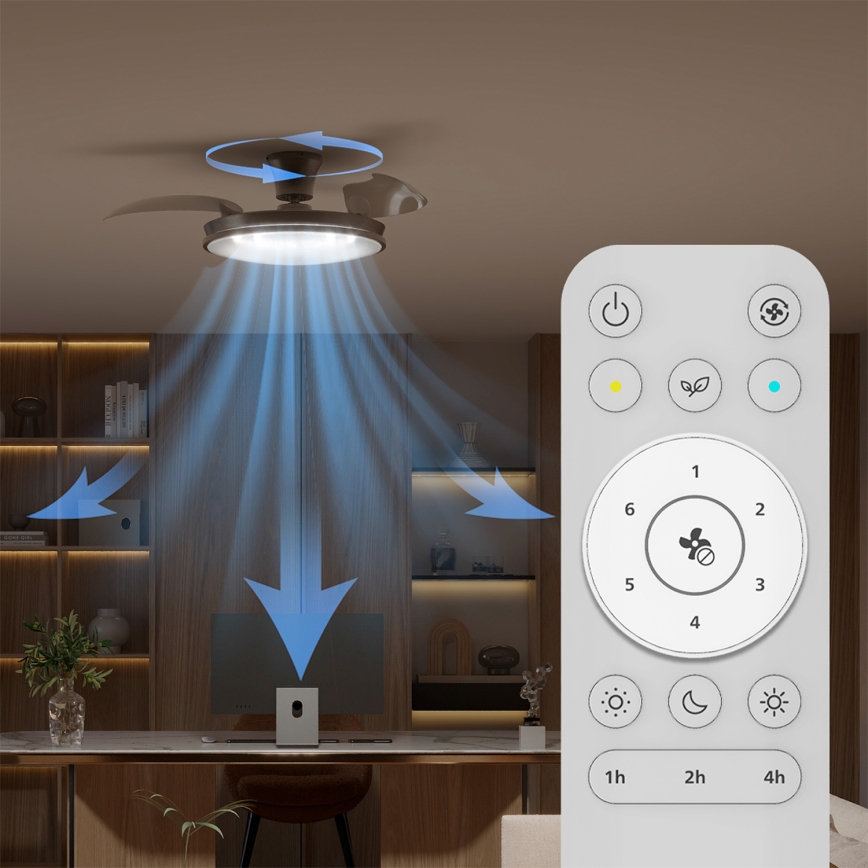 Philips - Ρυθμιζόμενο LED φωτιστικό οροφής με ανεμιστήρα ATLAS LED/35W/230V, ματ χρώμιο + τηλεχειριστήριο