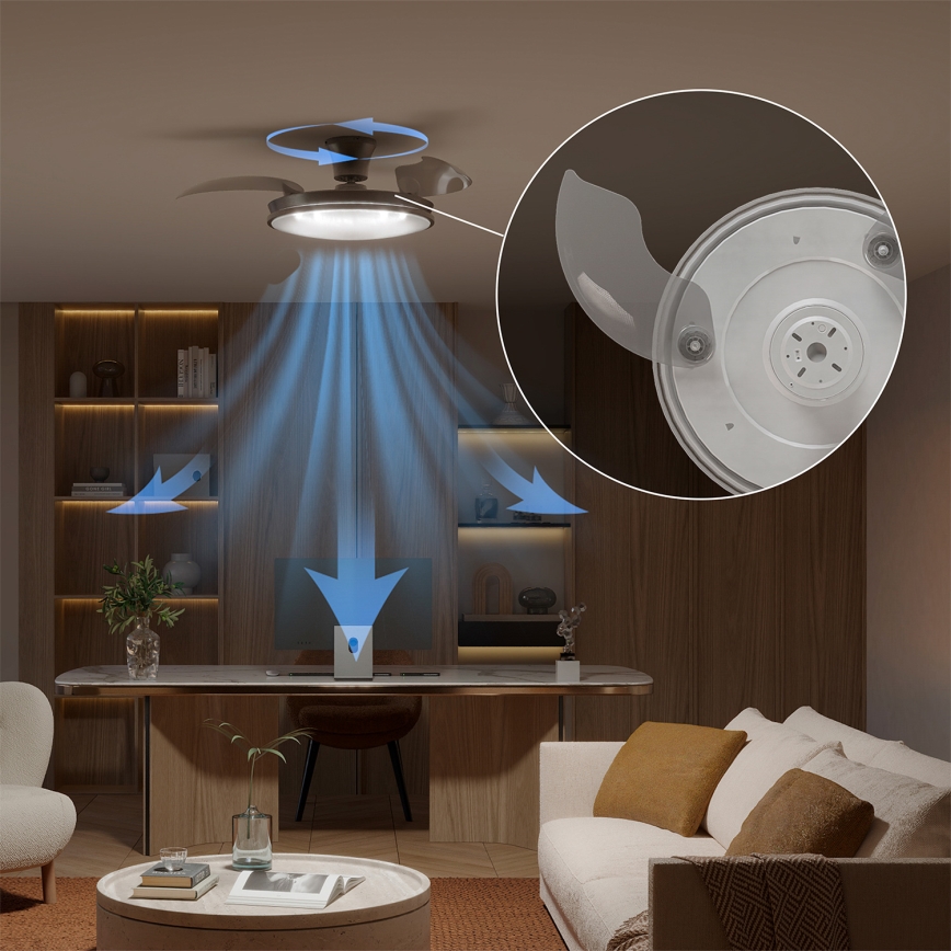 Philips - Ρυθμιζόμενο LED φωτιστικό οροφής με ανεμιστήρα ATLAS LED/35W/230V, ματ χρώμιο + τηλεχειριστήριο