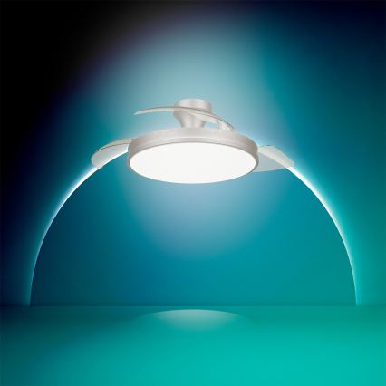 Philips - Ρυθμιζόμενο LED φωτιστικό οροφής με ανεμιστήρα ATLAS LED/35W/230V, ματ χρώμιο + τηλεχειριστήριο