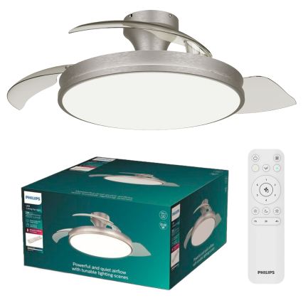 Philips - Ρυθμιζόμενο LED φωτιστικό οροφής με ανεμιστήρα ATLAS LED/35W/230V, ματ χρώμιο + τηλεχειριστήριο