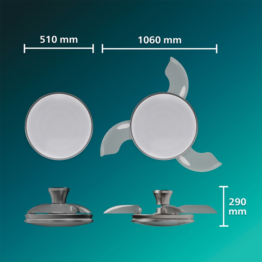 Philips - Ρυθμιζόμενο LED φωτιστικό οροφής με ανεμιστήρα ATLAS LED/35W/230V, ματ χρώμιο + τηλεχειριστήριο