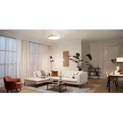 Philips - Ρυθμιζόμενο φωτιστικό οροφής LED με ανεμιστήρα BLISS LED/35W/230V καφέ + τηλεχειριστήριο