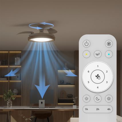 Philips - Ρυθμιζόμενο φωτιστικό οροφής LED με ανεμιστήρα BLISS LED/35W/230V καφέ + τηλεχειριστήριο