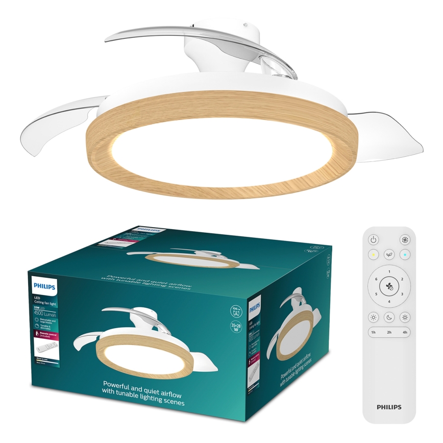Philips - Ρυθμιζόμενο φωτιστικό οροφής LED με ανεμιστήρα BLISS LED/35W/230V καφέ + τηλεχειριστήριο