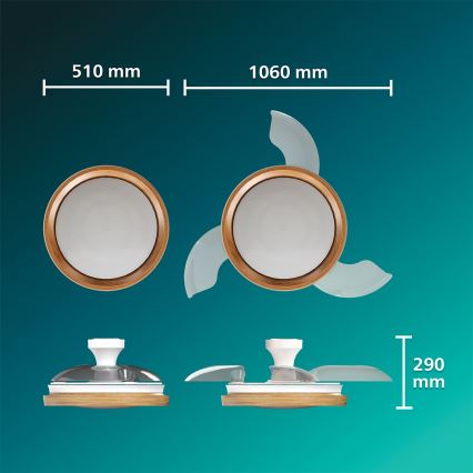 Philips - Ρυθμιζόμενο φωτιστικό οροφής LED με ανεμιστήρα BLISS LED/35W/230V καφέ + τηλεχειριστήριο